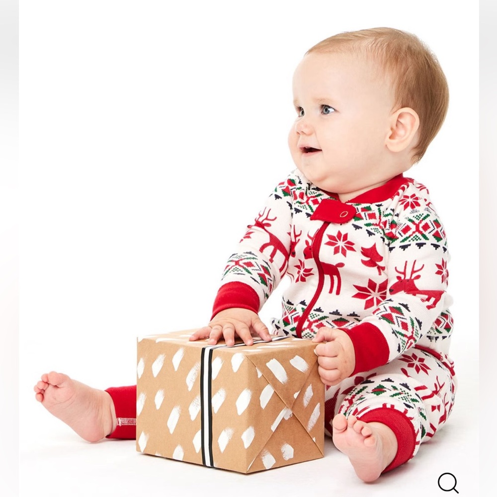 Hanna Andersson Dear Deer Reindeer Baby Holiday Zip Sleeper Size 0-3 Months